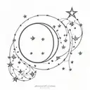 Moon with stars in Sagittarius constellation tattoo design idea