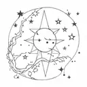 Moon with stars in Sagittarius constellation tattoo design idea