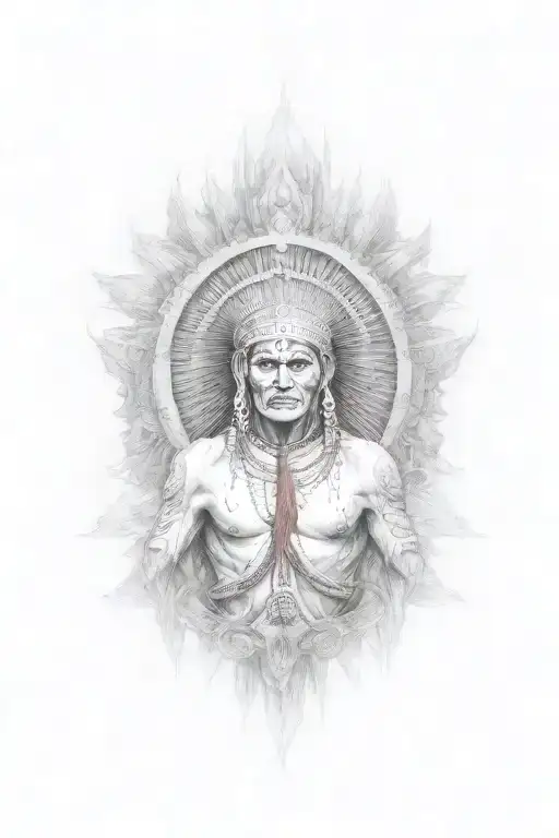 indian warrior standing tall amidst tattoo design idea