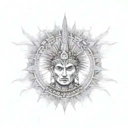 indian warrior standing tall amidst tattoo design idea