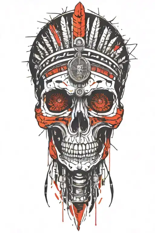 indian skull made tattoo design idea