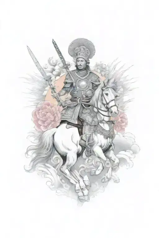 indian warrior riding tattoo design idea