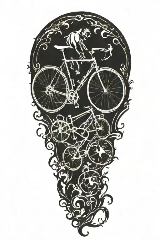 Gothic Road Bike Silhouette Tattoo BlackInk AI