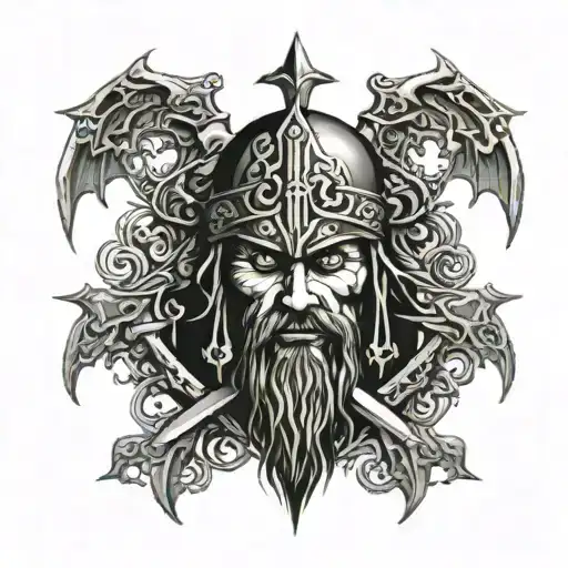 scottish warrior surrounded tattoo design idea