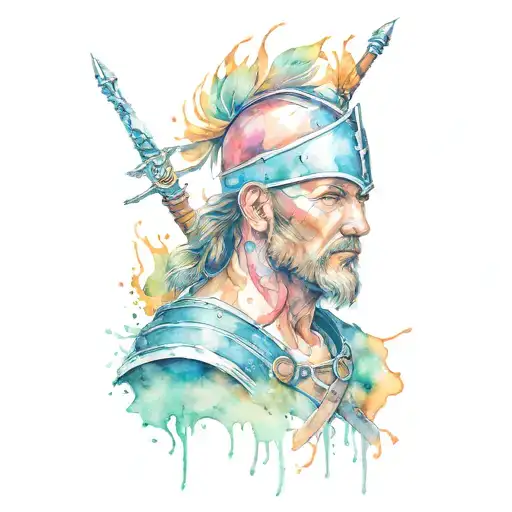 scottish warrior surrounded tattoo design idea