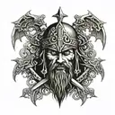 scottish warrior surrounded tattoo design idea