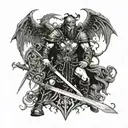 scottish warrior surrounded tattoo design idea