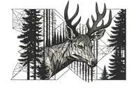 Forest blackout symmetrical geometric  deer face tattoo design idea