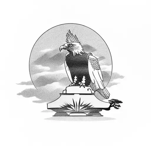 eagle on top of a bonsai tree tattoo design idea