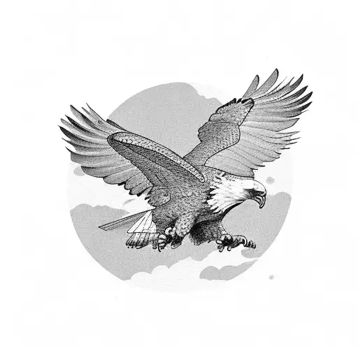 eagle on flying over top of a bonsai tree tattoo design idea