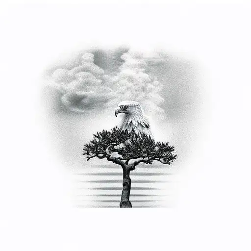 eagle on top of a bonsai tree tattoo design idea