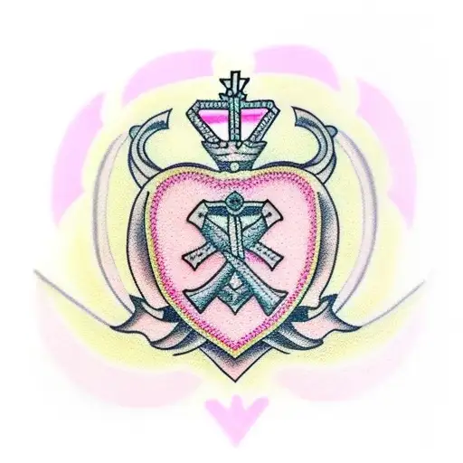 claddagh with pink breast cancer ribbon tattoo design idea