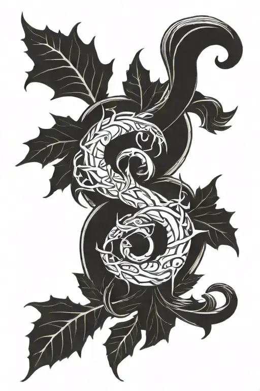 Horns and leaves autumn tattoo tattoo design idea