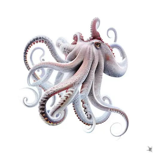 A large hyperrealistic great pacific octopus tattoo design idea