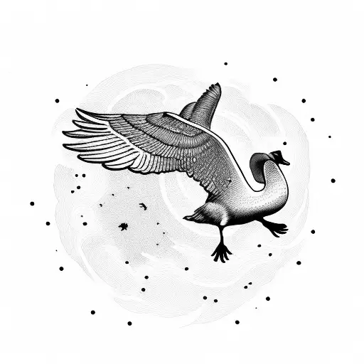 goose flying into sun tattoo design idea