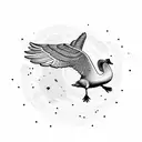 goose flying into sun tattoo design idea