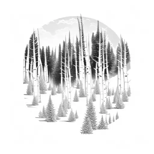 Pine Trees and aspen trees tattoo design idea