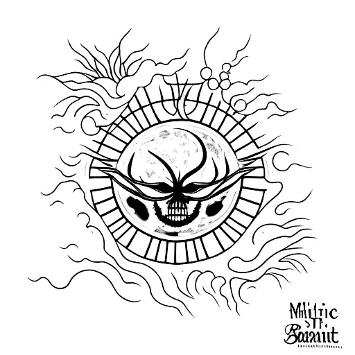black burning sun tattoo design idea