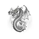 Dragon doing drugs tattoo design idea