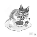 cat eating a chicken nugget tattoo design idea