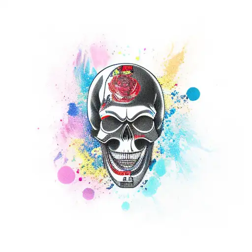 Japanese skull tattoo design idea