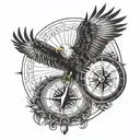 compass an eagle soaring tattoo design idea