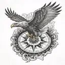 compass an eagle soaring tattoo design idea
