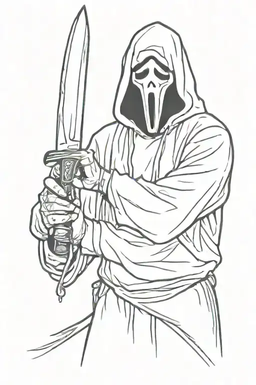ghostface from scream holding a knife  tattoo design idea