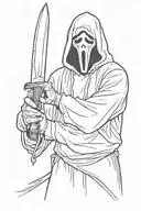 ghostface from scream holding a knife  tattoo design idea