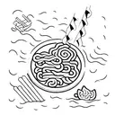 cat with ramen tattoo design idea