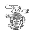 cat with ramen tattoo design idea