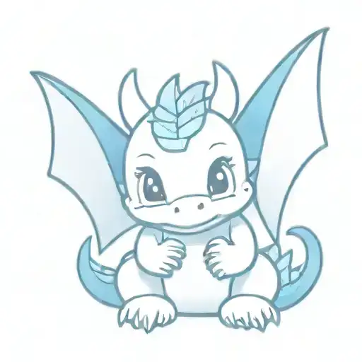 Cute baby dragon, simple design with shades of blue, some scales  tattoo design idea