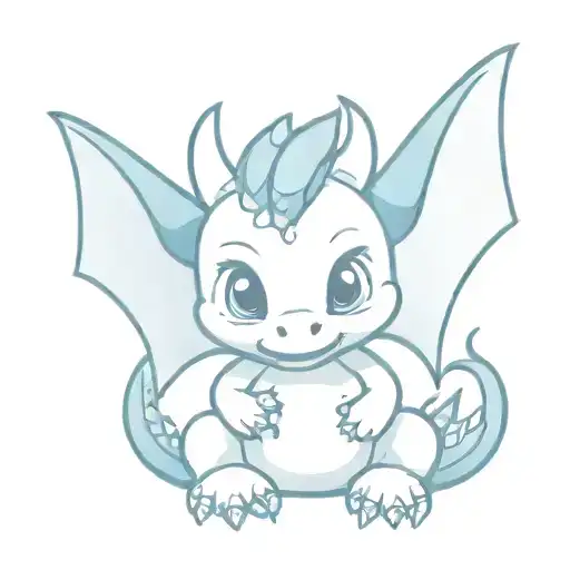 Cute baby dragon, simple design with shades of blue tattoo design idea