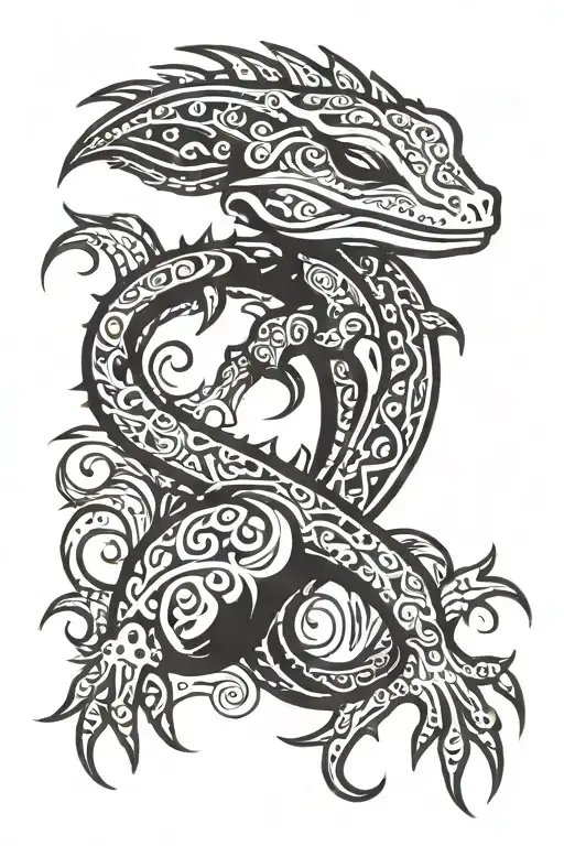 salamander with dagger tattoo design idea