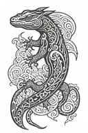 salamander with dagger tattoo design idea
