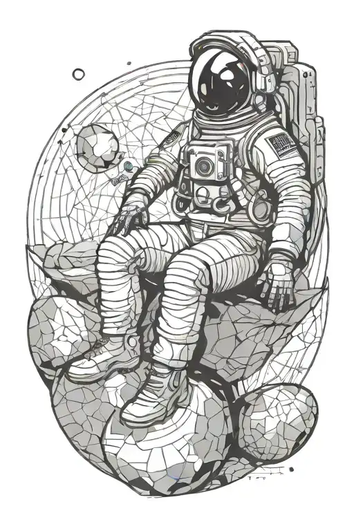 Astronaut sitting on a moon tattoo design idea
