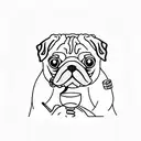 pug drinking wine tattoo design idea