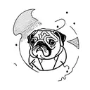 pug drinking wine tattoo design idea