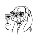 pug drinking wine tattoo design idea
