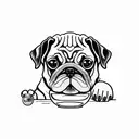 pug drinking wine tattoo design idea