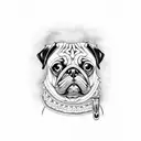 pug drinking wine tattoo design idea