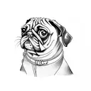 pug drinking wine tattoo design idea