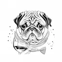 pug drinking wine tattoo design idea