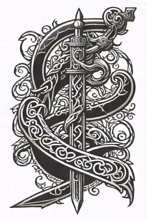 asclepius symbol with sword tattoo design idea