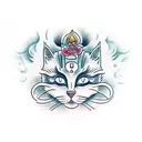 bodhisattva, cat head tattoo design idea