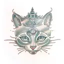 bodhisattva, cat head tattoo design idea