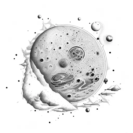 the Planet Mars with phobos and deimos tattoo design idea