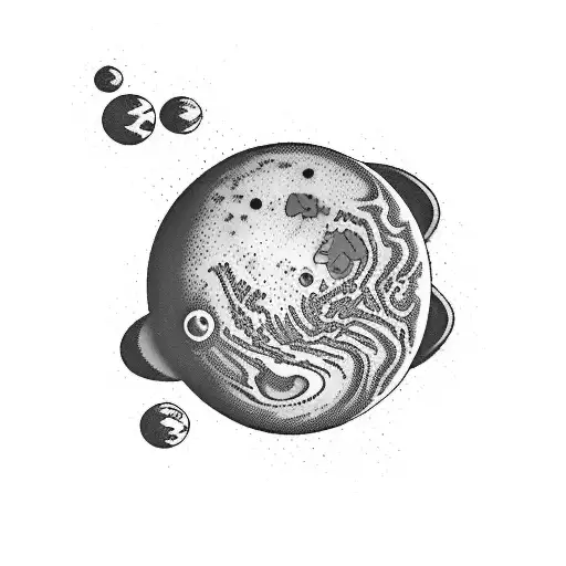 the Planet Mars with phobos and deimo. be careful with the atmosphere tattoo design idea