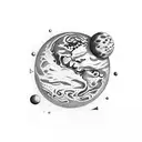 the Planet Mars with phobos and deimos tattoo design idea