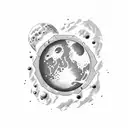 the Planet Mars with phobos and deimos tattoo design idea